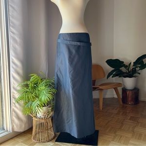 Y2K Costume National Straight Maxi Length Skirt with Attached Belt and Back Slit